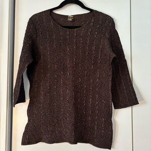 Ubu Brown Stretch Crepe 3/4 Sleeve Top Women’s Medium